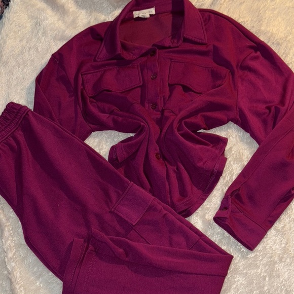 Burgundy happily grey Two-Piece Set - Picture 1 of 11